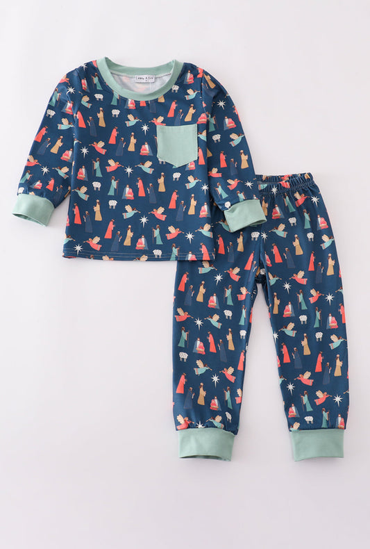 Navy Nativity Pajama Set