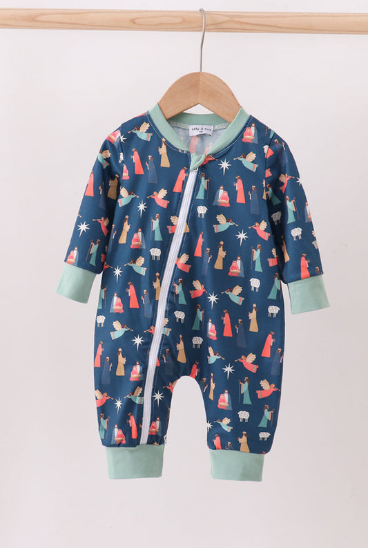 Navy Nativity Romper