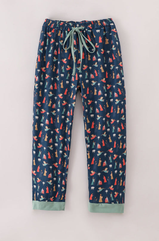 Navy Nativity Adult Pajama Pants