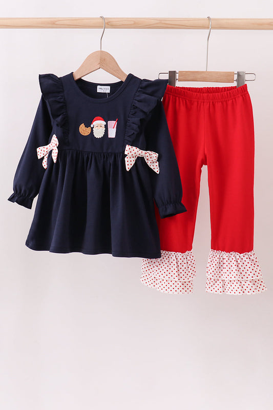 Navy Santa, Milk + Cookie Ruffe Pants Set