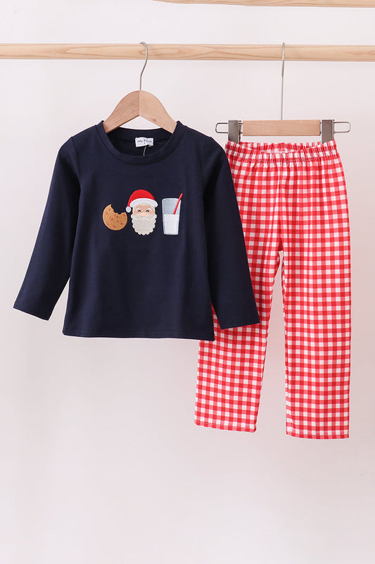 Navy Santa, Milk + Cookie Pants Set